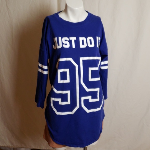 Nike Blue Quarter sleeve Sz M "Just do it" 95 - Picture 5 of 9